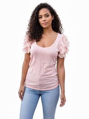 Women Pink Short Sleeve Top Medium Acrylic NWT Bestow